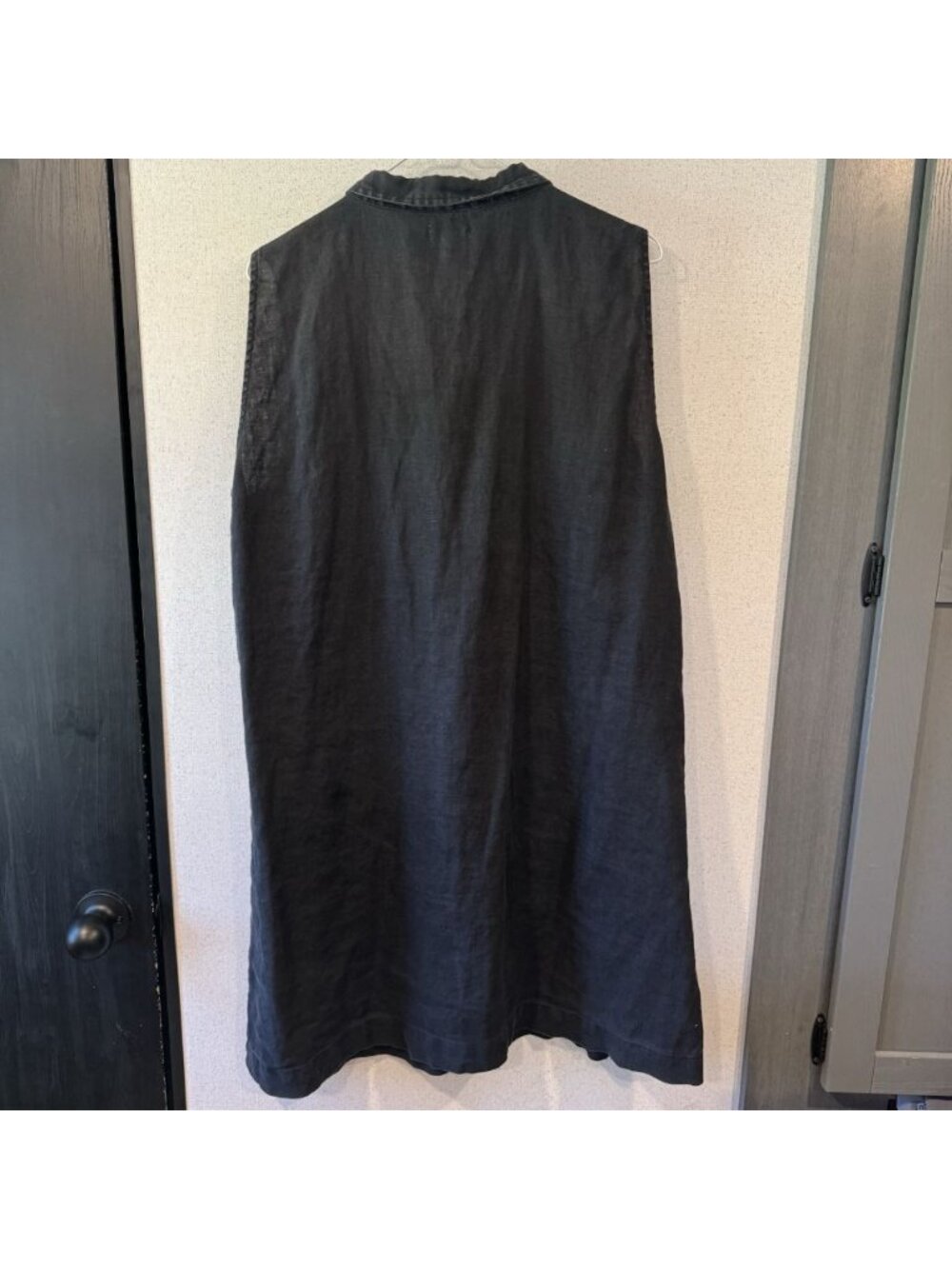 Garnet Hill 100% Linen Button Up Shirt Dress Lagenlook Black Women’s Size 18 - Picture 2 of 6